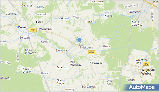 mapa Truskolasy, Truskolasy gmina Wręczyca Wielka na mapie Targeo